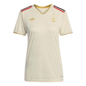 Camisa III Flamengo 25/26 Torcedor Feminina Adidas - Branca e Dourada