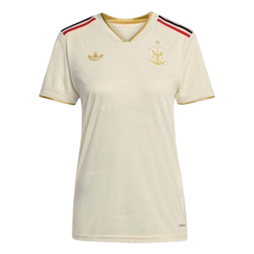 Camisa III Flamengo 25/26 Torcedor Feminina Adidas - Branca e Dourada