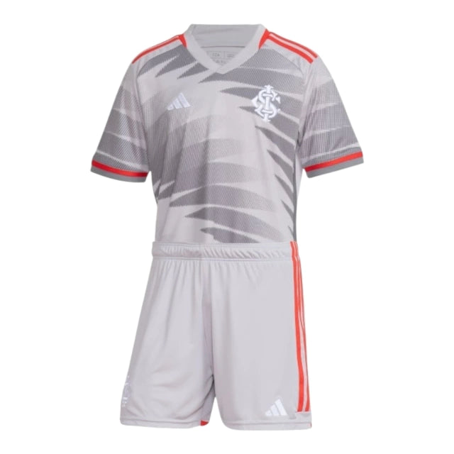 kit-infantil-internacional-iii-24-25-adidas-cinza-com-detalhes-em-vermelho