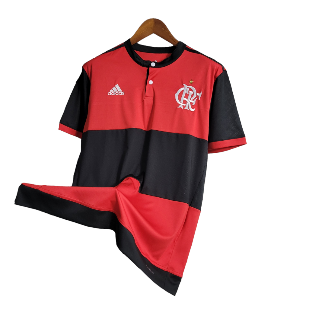 Camisa Flamengo I Retrô 17/18 Torcedor Masculina - Vermelha e Preto